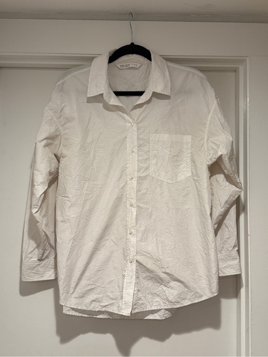 Zara Tops - Zara Basic Z1975 White Long Sleeve Button Up Blouse - Intentionally Wrinkled